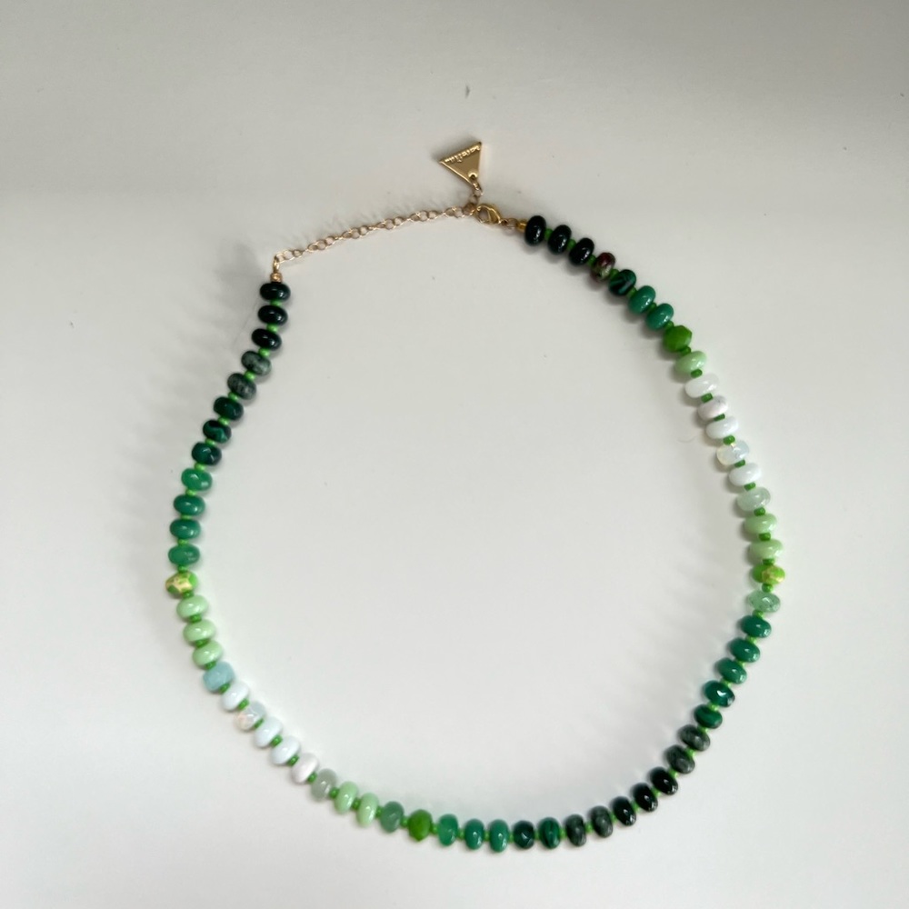 Anthropologie Rainbow Stone Necklace Green